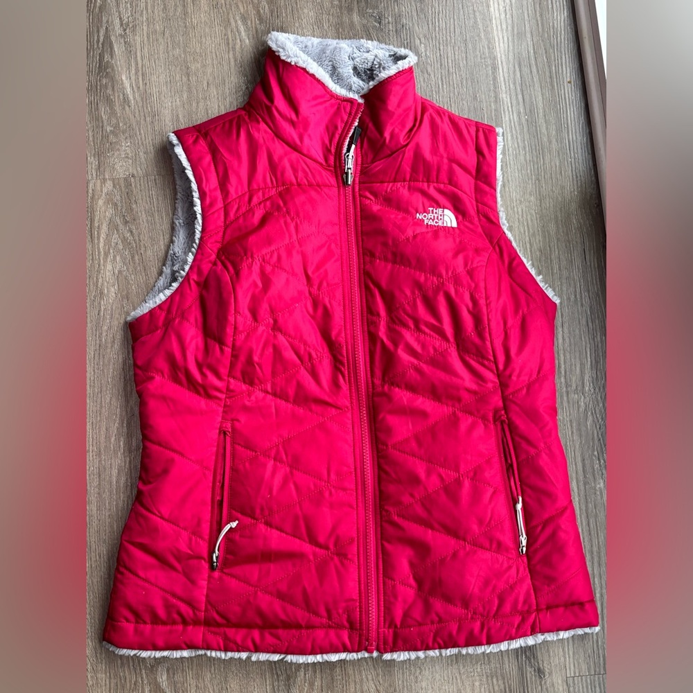 The North Face Fuchsia Quilted Vest Measuremwnts Provided
